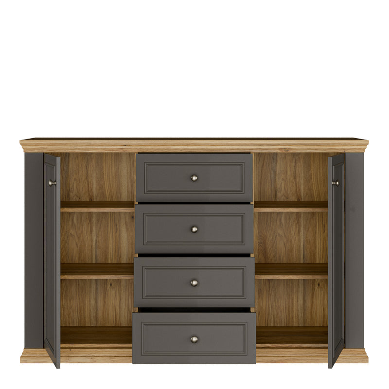 Pontypool 4 Drawer & 2-Door Sideboard in Grey and Mauvella Oak – image 6