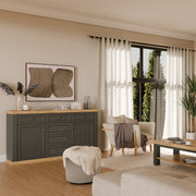 Pontypool 4 Drawer & 2-Door Sideboard in Grey and Mauvella Oak – image 8