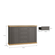 Pontypool 4 Drawer & 2-Door Sideboard in Grey and Mauvella Oak – image 9