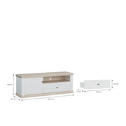 Pontypool TV Unit with Drawer & Open Shelf in White and Riva Oak – image 9