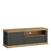 Pontypool TV Unit with Drawer & Open Shelf in Grey and Mauvella Oak – image 1