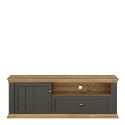 Pontypool TV Unit with Drawer & Open Shelf in Grey and Mauvella Oak – image 2