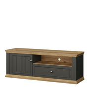 Pontypool TV Unit with Drawer & Open Shelf in Grey and Mauvella Oak – image 3