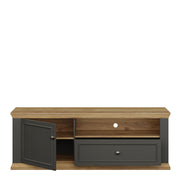 Pontypool TV Unit with Drawer & Open Shelf in Grey and Mauvella Oak – image 5
