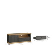 Pontypool TV Unit with Drawer & Open Shelf in Grey and Mauvella Oak – image 9