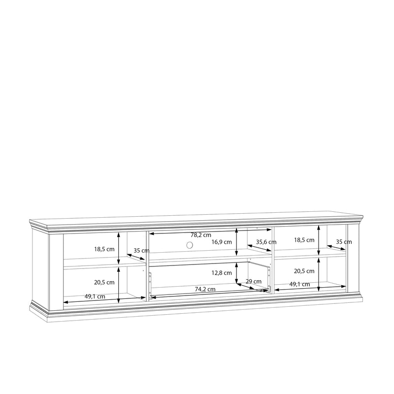 Pontypool Wide TV Unit with 2 Doors, Drawer & Open Shelf in Grey and Mauvella Oak – image 10