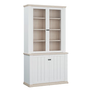 Pontypool 4 Door Display Cabinet in White and Riva Oak – image 1