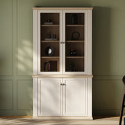 Pontypool 4 Door Display Cabinet in White and Riva Oak – image 10