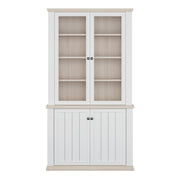 Pontypool 4 Door Display Cabinet in White and Riva Oak – image 2