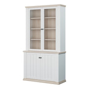Pontypool 4 Door Display Cabinet in White and Riva Oak – image 3