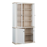 Pontypool 4 Door Display Cabinet in White and Riva Oak – image 4