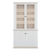 Pontypool 4 Door Display Cabinet in White and Riva Oak – image 7