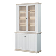 Pontypool 4 Door Display Cabinet in White and Riva Oak – image 8