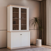 Pontypool 4 Door Display Cabinet in White and Riva Oak – image 9