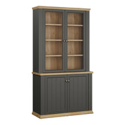 Pontypool 4 Door Display Cabinet in Grey and Mauvella Oak – image 1