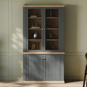 Pontypool 4 Door Display Cabinet in Grey and Mauvella Oak – image 10