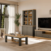 Pontypool 4 Door Display Cabinet in Grey and Mauvella Oak – image 11