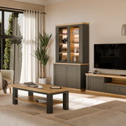 Pontypool 4 Door Display Cabinet in Grey and Mauvella Oak – image 12