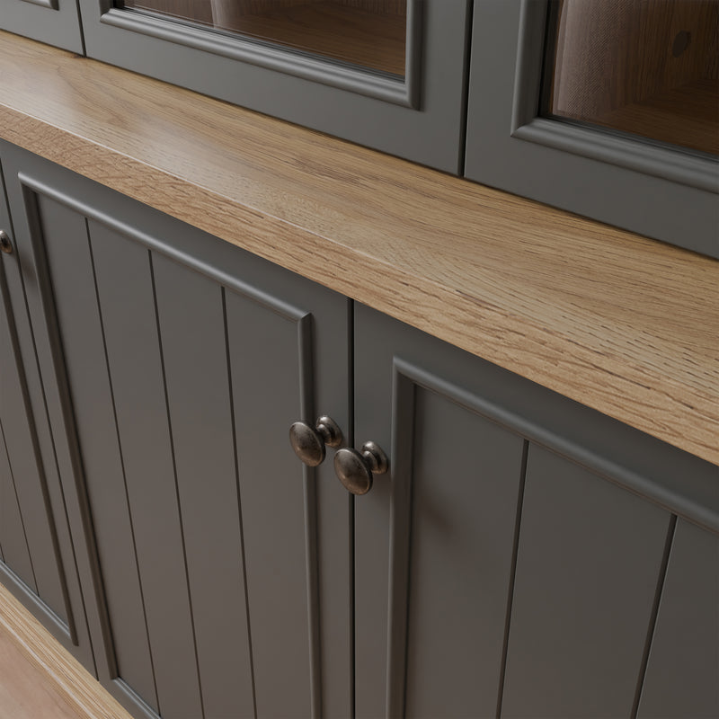 Pontypool 4 Door Display Cabinet in Grey and Mauvella Oak – image 13