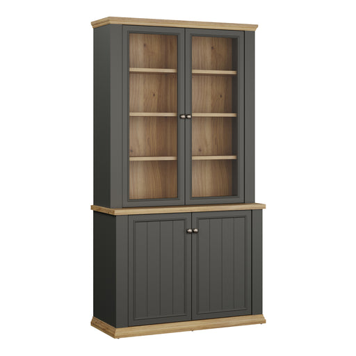Pontypool 4 Door Display Cabinet in Grey and Mauvella Oak – image 1