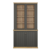 Pontypool 4 Door Display Cabinet in Grey and Mauvella Oak – image 2