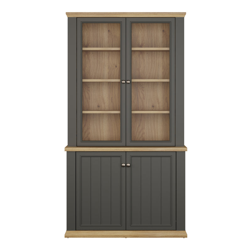 Pontypool 4 Door Display Cabinet in Grey and Mauvella Oak – image 2