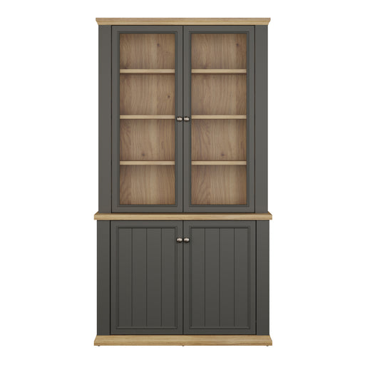 Pontypool 4 Door Display Cabinet in Grey and Mauvella Oak – image 2