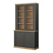 Pontypool 4 Door Display Cabinet in Grey and Mauvella Oak – image 3