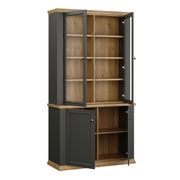 Pontypool 4 Door Display Cabinet in Grey and Mauvella Oak – image 4
