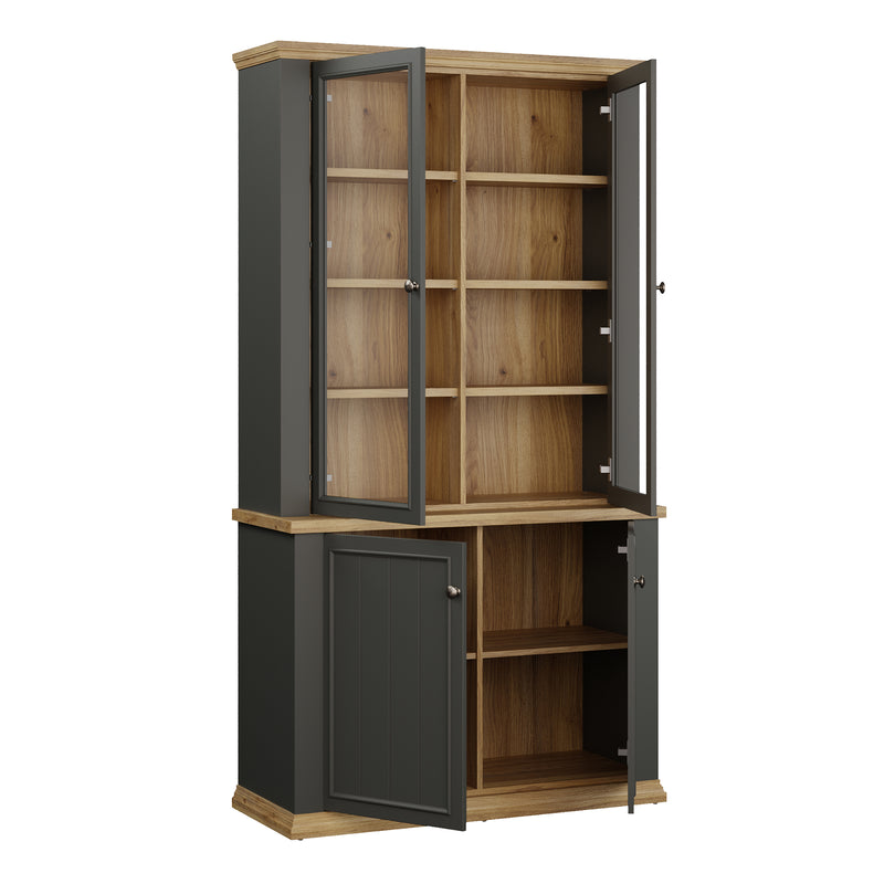 Pontypool 4 Door Display Cabinet in Grey and Mauvella Oak – image 4