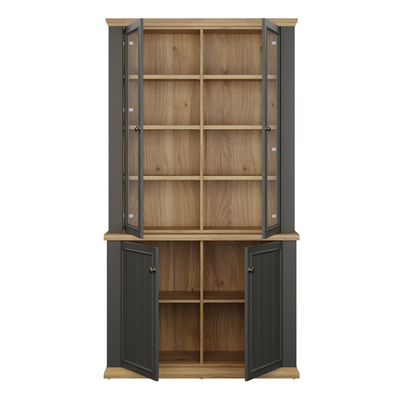 Pontypool 4 Door Display Cabinet in Grey and Mauvella Oak – image 5