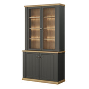 Pontypool 4 Door Display Cabinet in Grey and Mauvella Oak – image 6