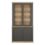 Pontypool 4 Door Display Cabinet in Grey and Mauvella Oak – image 7