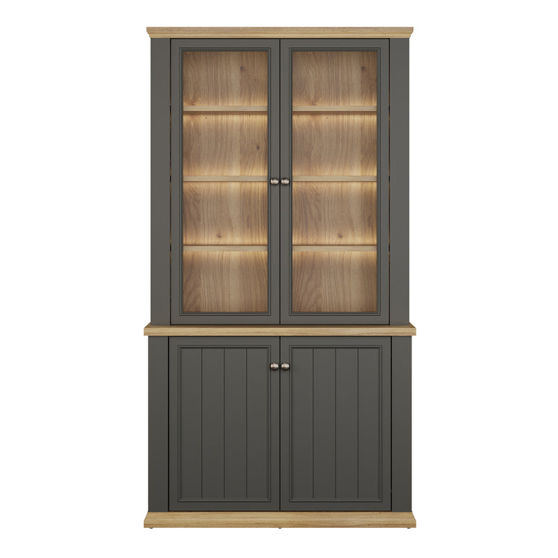Pontypool 4 Door Display Cabinet in Grey and Mauvella Oak – image 7