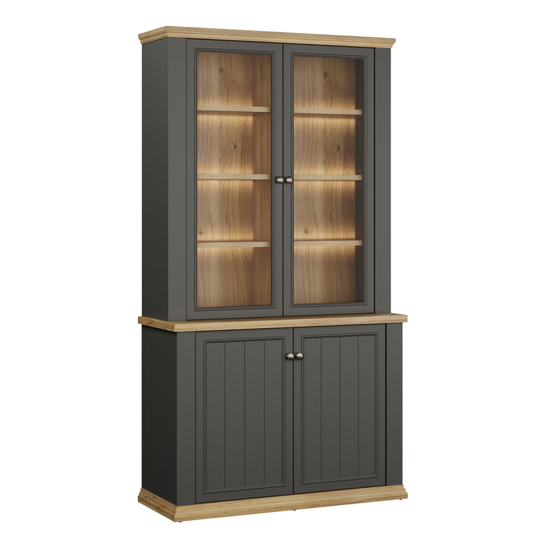 Pontypool 4 Door Display Cabinet in Grey and Mauvella Oak – image 8