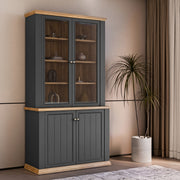 Pontypool 4 Door Display Cabinet in Grey and Mauvella Oak – image 9