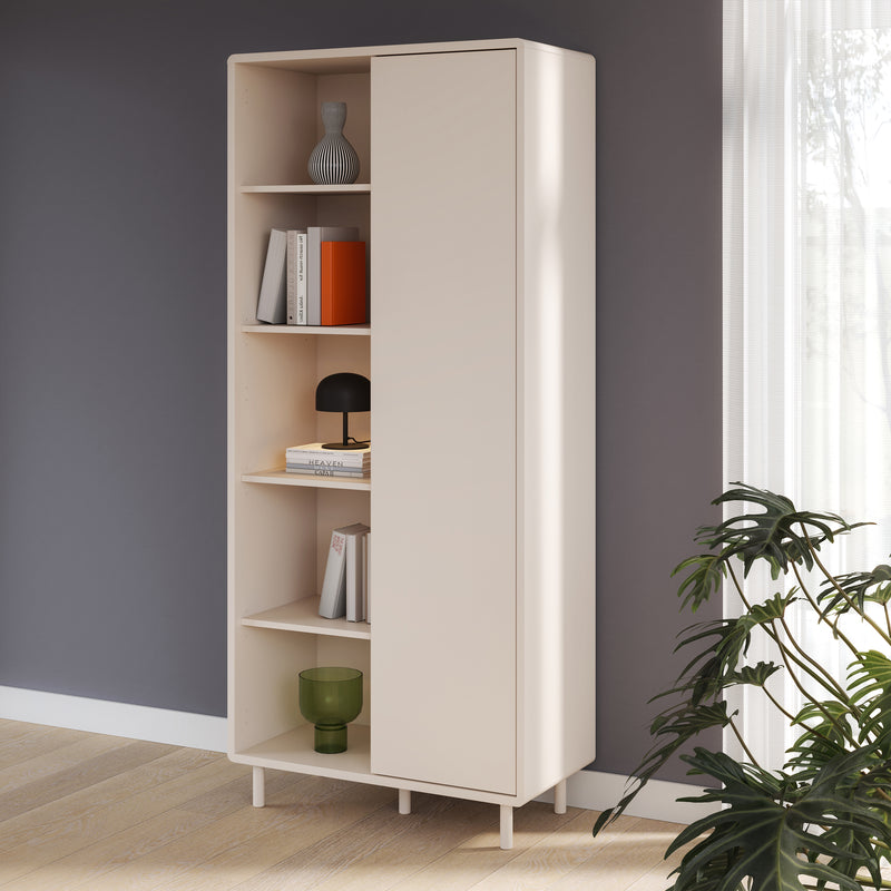 Playly Tall Storage Cabinet with Door/Open Shelving in Sand – image 5