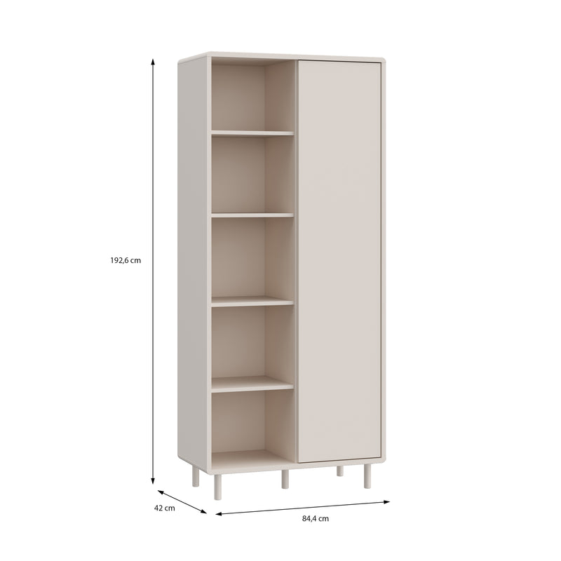 Playly Tall Storage Cabinet with Door/Open Shelving in Sand – image 9