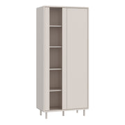 Playly Tall Storage Cabinet with Door and Concealed Open Shelving in Sand – image 1