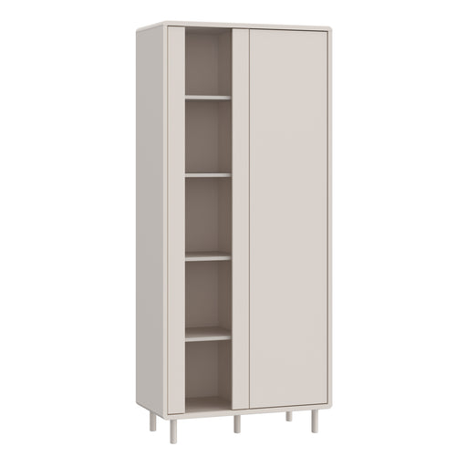 Playly Tall Storage Cabinet with Door and Concealed Open Shelving in Sand – image 1
