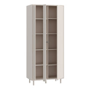 Playly Tall Storage Cabinet with Door and Concealed Open Shelving in Sand – image 3