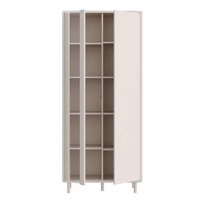 Playly Tall Storage Cabinet with Door and Concealed Open Shelving in Sand – image 4