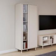 Playly Tall Storage Cabinet with Door and Concealed Open Shelving in Sand – image 5