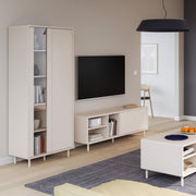 Playly Tall Storage Cabinet with Door and Concealed Open Shelving in Sand – image 6
