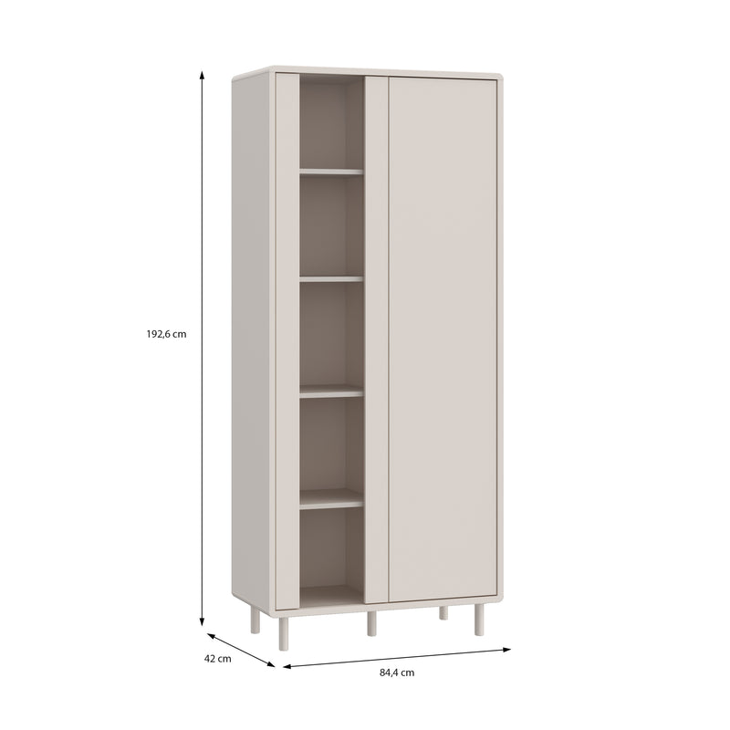 Playly Tall Storage Cabinet with Door and Concealed Open Shelving in Sand – image 9