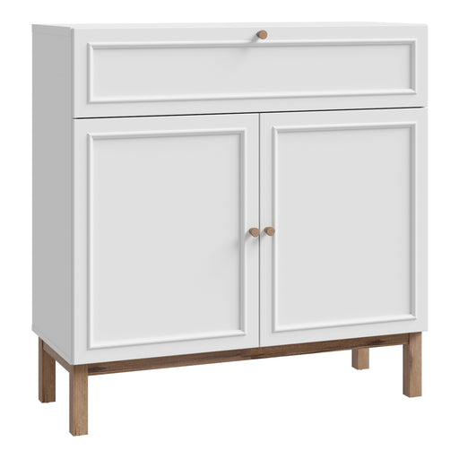 Wensley 2 Door 1 Drawer Console in Light Grey and Oak – image 1