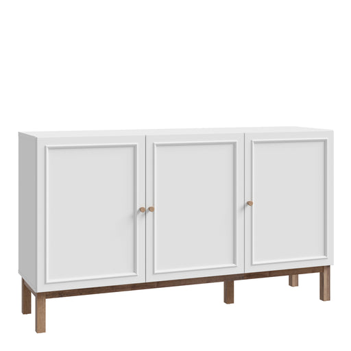 Wensley 3 Door 1 Drawer Sideboard in Light Grey and Oak – image 1