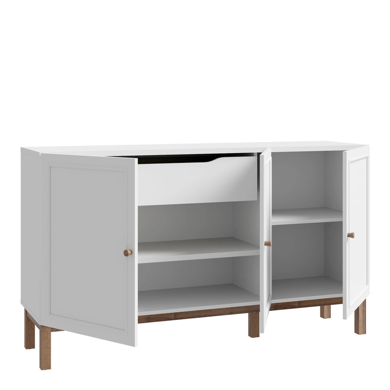 Wensley 3 Door 1 Drawer Sideboard in Light Grey and Oak – image 3
