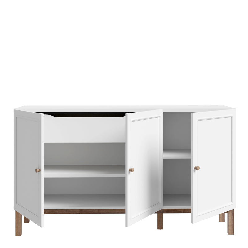 Wensley 3 Door 1 Drawer Sideboard in Light Grey and Oak – image 4