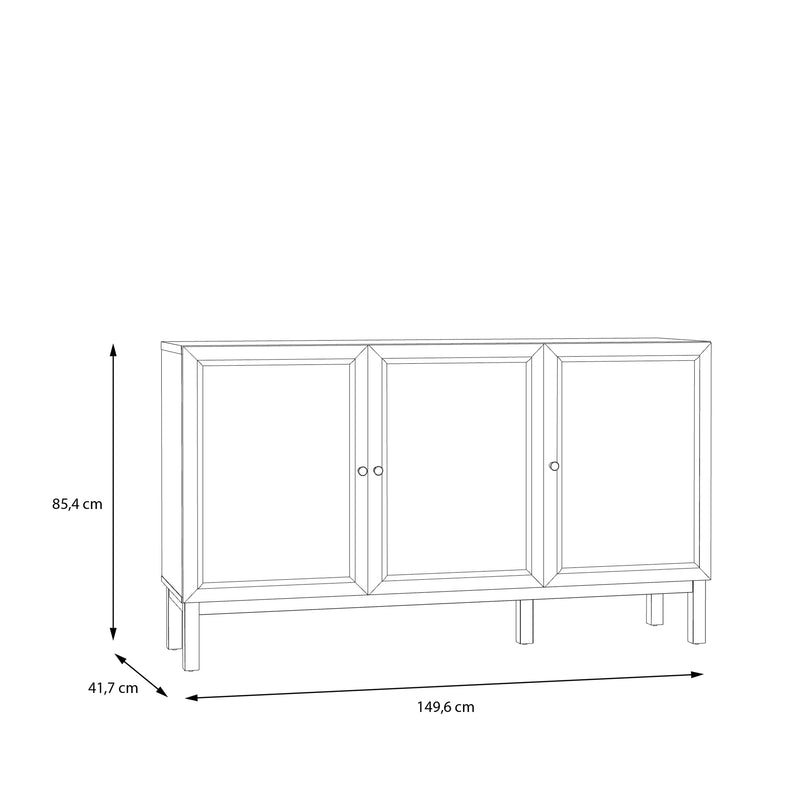 Wensley 3 Door 1 Drawer Sideboard in Light Grey and Oak – image 7
